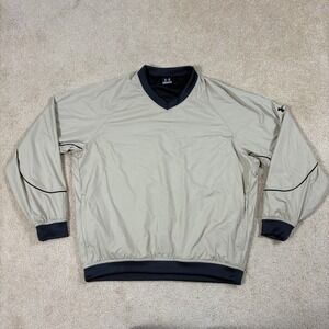 Under Armour Windbreaker Men Medium Tan Black V-Neck Mesh Lined Pullover Golf